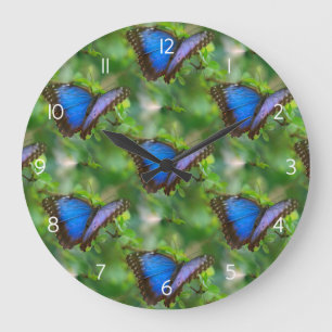 Bleu Butterfly Acrylique Horloge murale