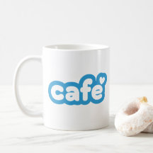Bleu "Café" Mug avec Coeur Détails