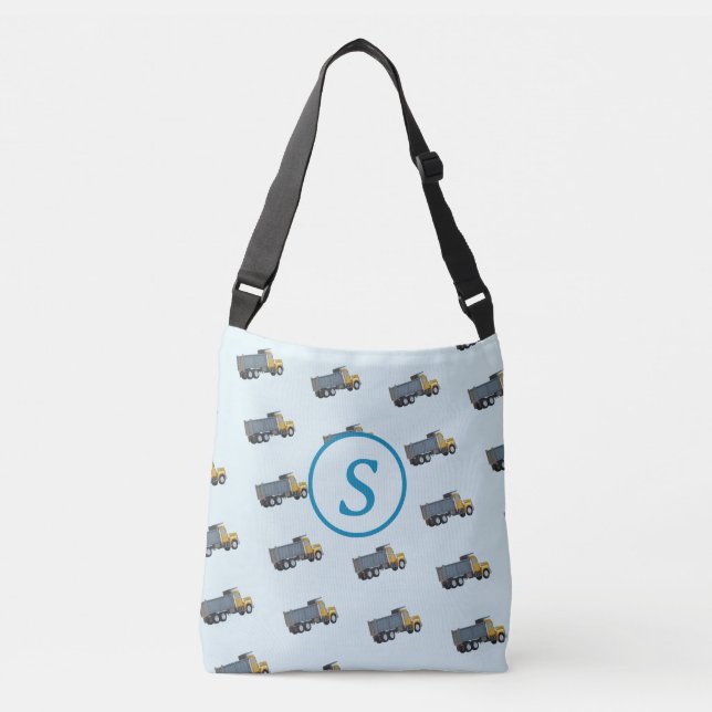 Bleu Camion Monogramme à thème Sac à couches (Devant)