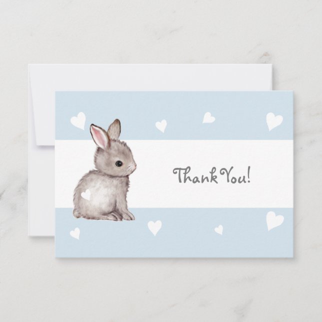 Bleu Carte de remerciements de lapin Coeur (Devant)