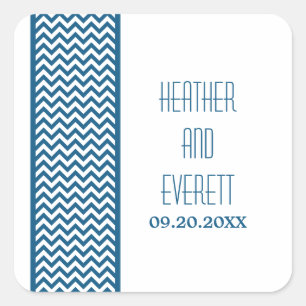 Bleu Chevron Bordure Mariage Stickers