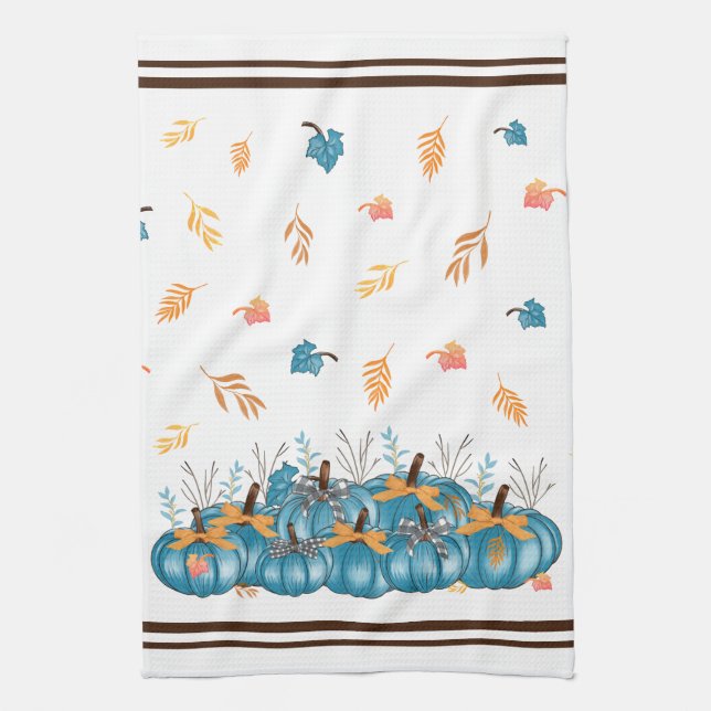 Bleu Chute Citrouille serviette de cuisine (Vertical)