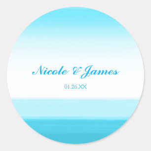 Bleu clair Aquarelle Mariage Favoriser Stickers