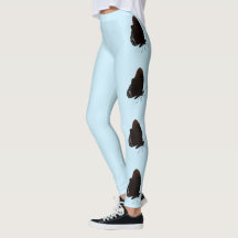 Bleu clair avec des papillons noirs Leggings