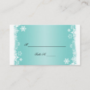 Bleu clair Blancs Snowflakes Mariage Cartes de Pla