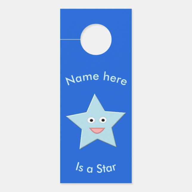 Bleu clair Celebration Star Affichette de porte pe (Devant)
