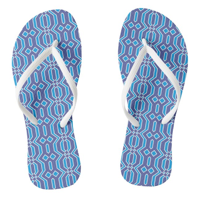 Bleu clair et blanc Motif tongs (Semelle)