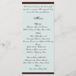 Bleu clair et Paisley Brown Menu Mariage