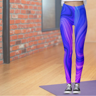 Bleu clair et violet Leggings Abstraits