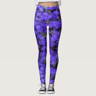 Bleu clair Fleurs Motif Legging