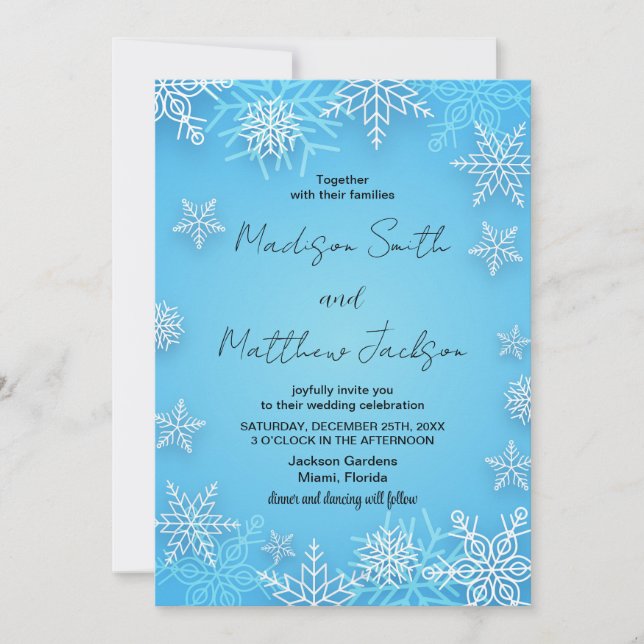 Bleu clair neiges Invitations de mariage (Devant)
