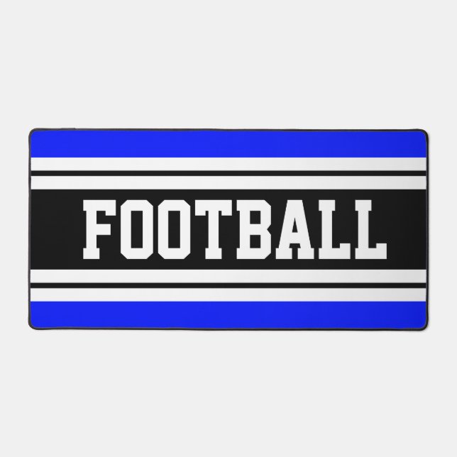 Bleu clair Noir Bleu Blancs Texte de FOOTBALL (Recto)