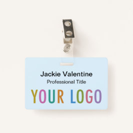Bleu clair PVC Nom Badge avec Clip Lanyard Reel