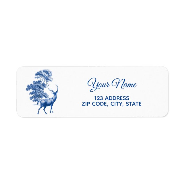 Bleu classique Cerf de Toile en Étiquette forestie (Devant)