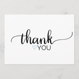 Bleu Coeur Simple Noir Calligraphie Carte de remer