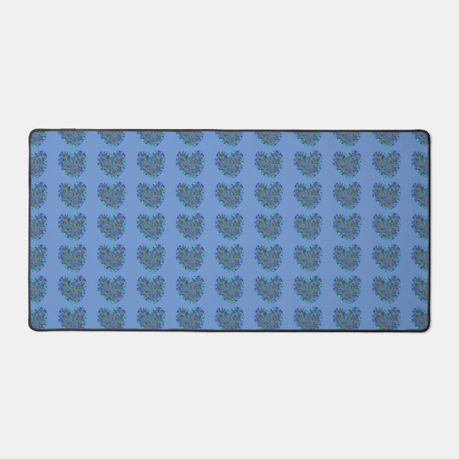 Bleu Coeurs de bureau Mat (Recto)
