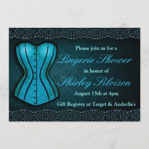 Bleu Corset Lingerie nuptiale Douche Invitation