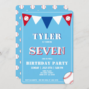Bleu Cute Baseball Anniversaire Invitation Anniver