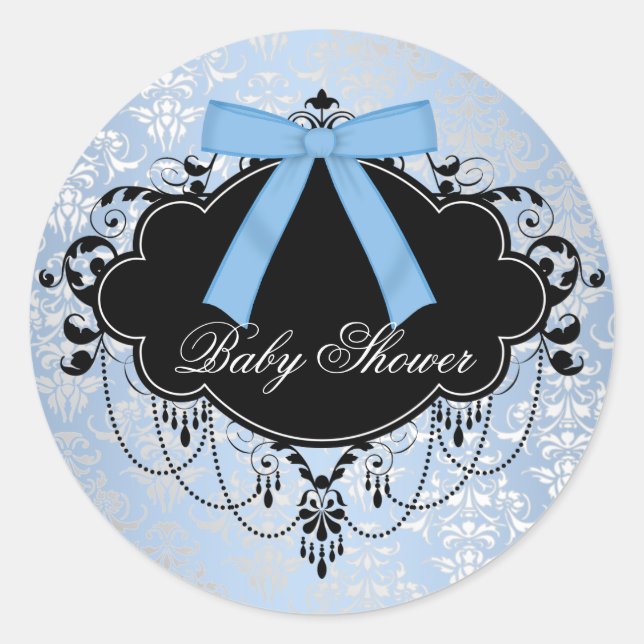Bleu Damas Bleu Black Baby Boy Sticker douche (Devant)