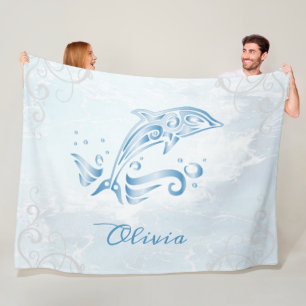 Bleu dauphin Couverture en polaire personnalisée