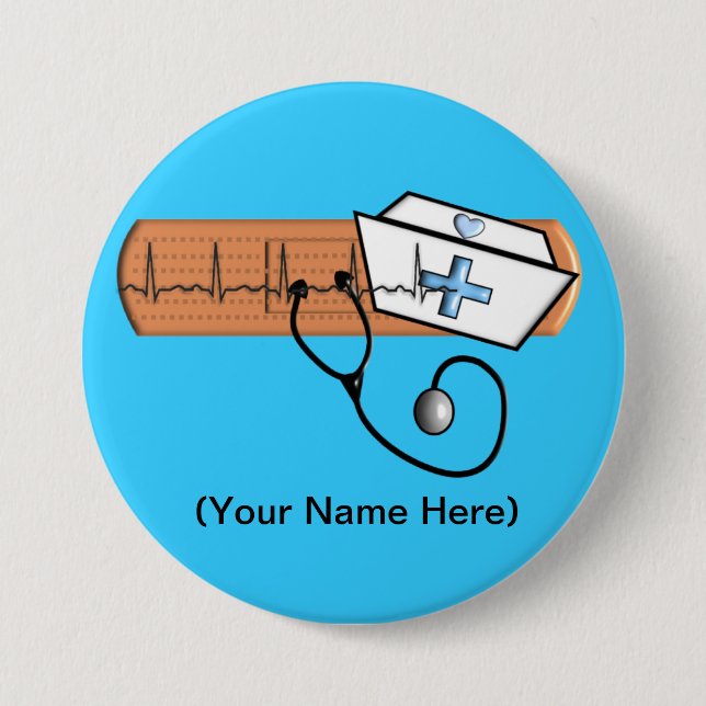 BLEU de badge nominatif d'infirmière (ajoutez (Devant)