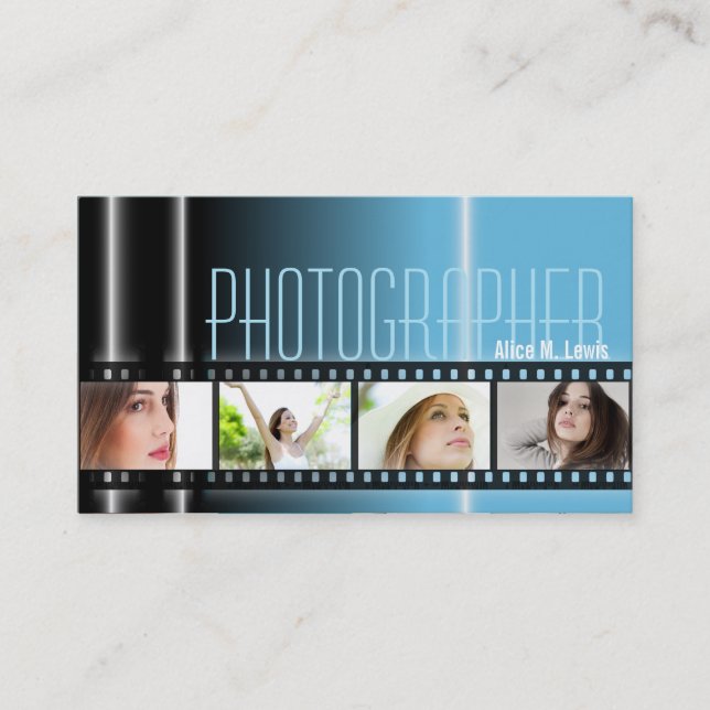 Bleu de carte de visite de photo de film de la (Devant)