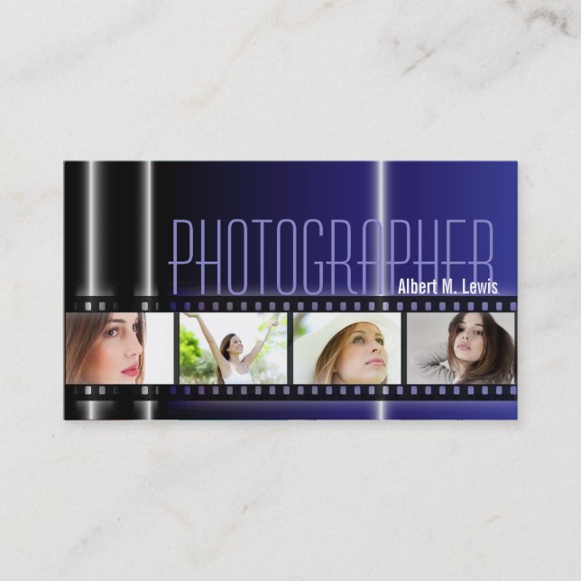 Bleu de carte de visite de photo de film de la (Devant)