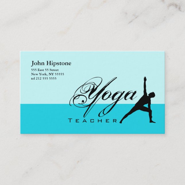 Bleu de carte de visite de professeur de yoga (Devant)