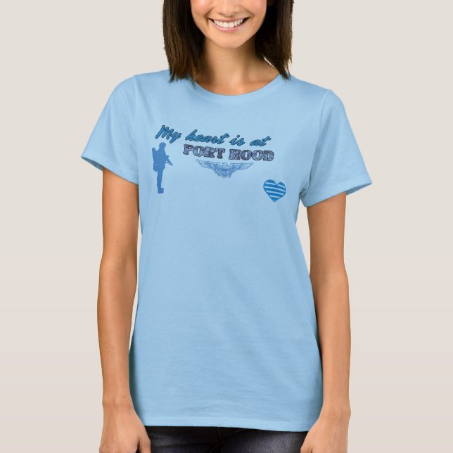 Bleu de conception de T-shirt de Fort Hood (Devant)