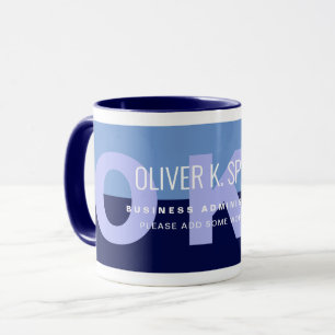 Bleu de fabrication moderne café Mug avec nom