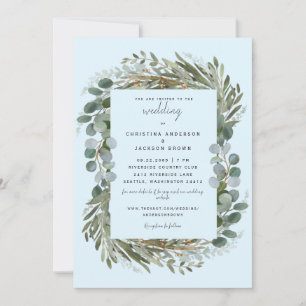 Bleu de glace Eucalyptus Faire-part de mariage bot