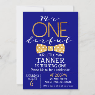 Bleu de la marine M. Invitation d'un jour d'annive