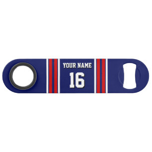 Bleu de marine avec Red White Strips Team Jersey