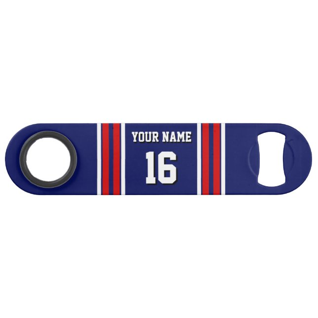 Bleu de marine avec Red White Strips Team Jersey (Devant (Horizontal))