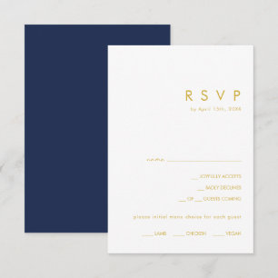 Bleu de marine moderne Carte RSVP de choix du me