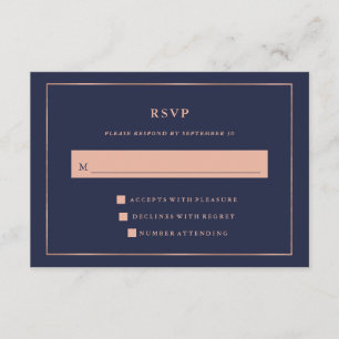 Bleu de minuit avec Faux Rose Bordure d'or RSVP