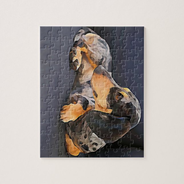 bleu de puzzle de dachshund (Vertical)