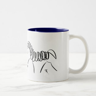Bleu de tasse de cheval de dressage