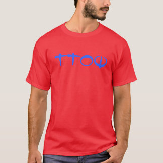 Bleu de TTOW sur le T-shirt rouge