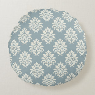 Bleu d'eau et Damas d'albâtre Coussin RoundThrow