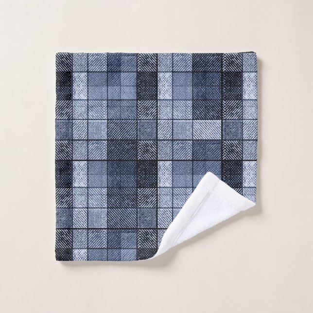 Bleu, denim, tartan, plaid. (Gant de toilette)
