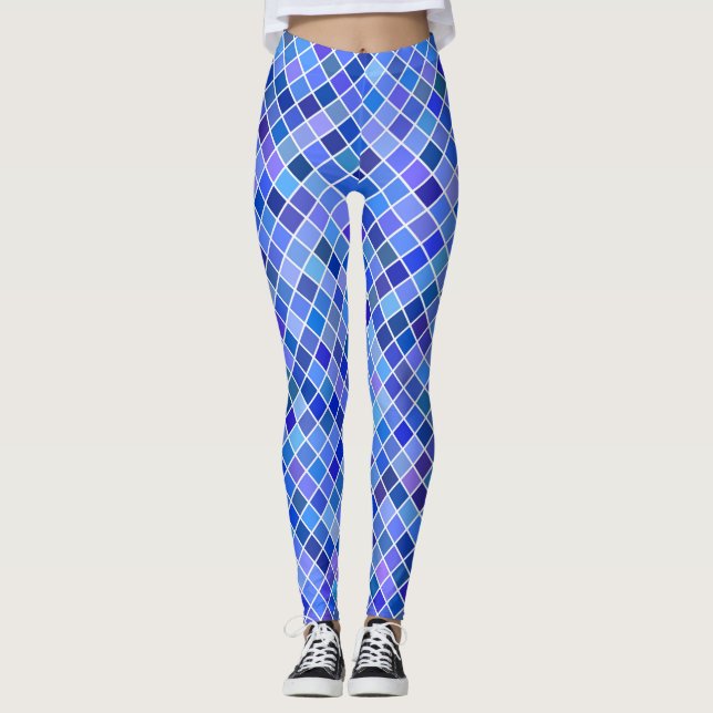 Bleu diamant femmes motifs leggings (Devant)