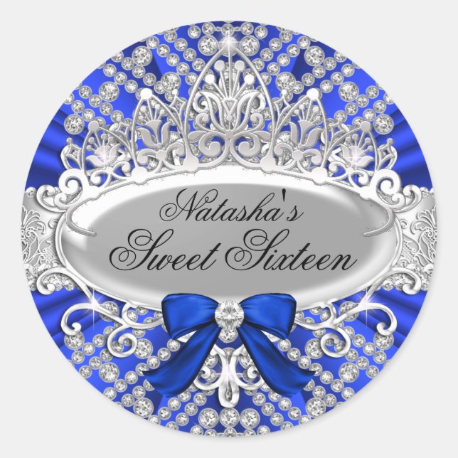 Bleu Diamant & Tiara Sweet 16 Sticker (Devant)