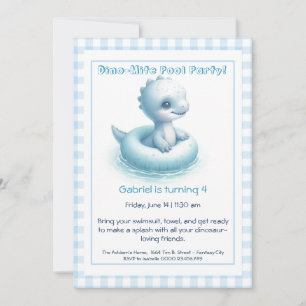 Bleu Dino-Mite Anniversaire Pool Party Invitation