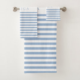 Bleu doux Farmhouse Motif en bande personnalisée