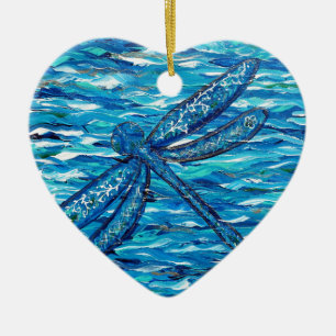 Bleu Dragonfly Peinture en céramique ornement