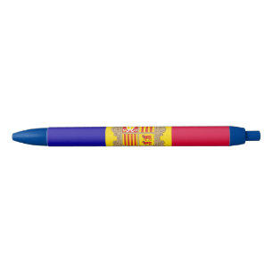Bleu Drapeau Pays Andorre Stylo à bille rétractable