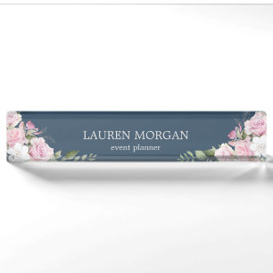 Bleu du jardin rose Plaque signalitique nom