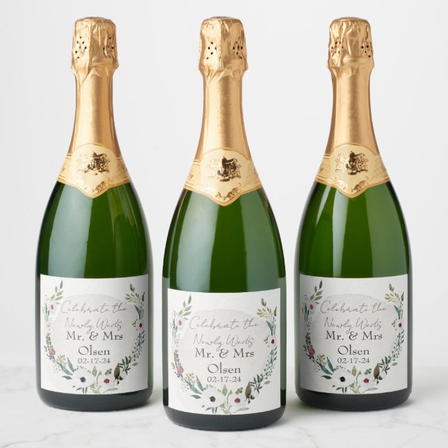 Bleu Duisâtre et vin mousseux Étiquettes (Bouteilles)