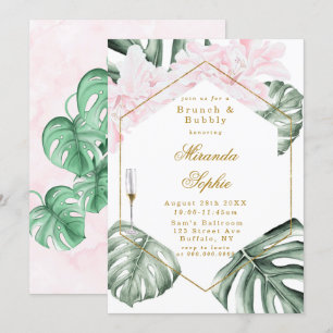 Bleu Dusty et Berry Or Brunch & Bubbly Invitations